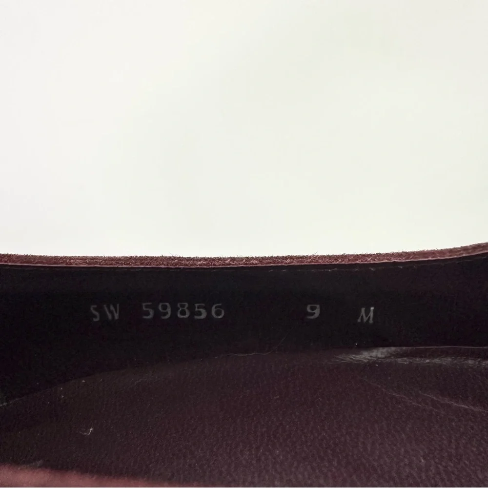 Stuart Weitzman Burgundy Pointed Toe Crossover Detail High Heeled Suede Pumps